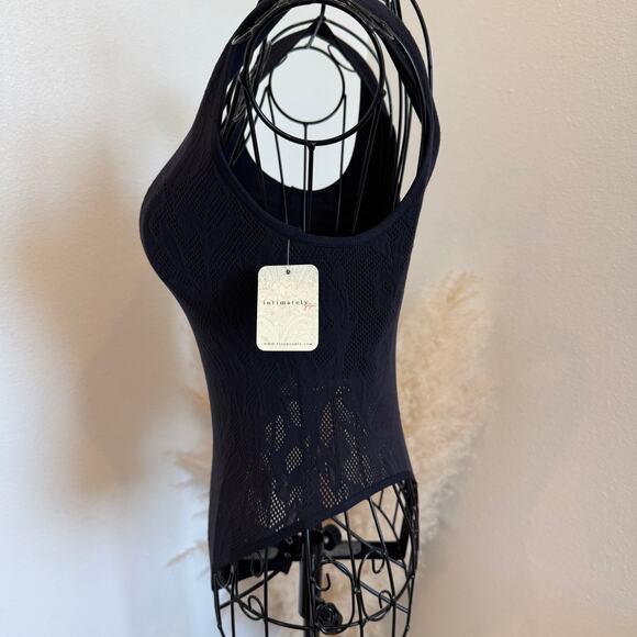 FREE PEOPLE Cutout Plunge Textured Lace Bodysuit Black M/L NEW - Picture 9 of 14